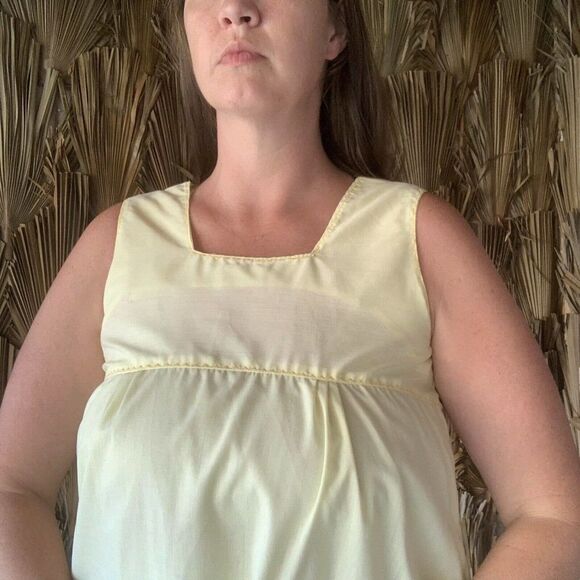 Vintage 60's Embroidered Yellow Trapeze Dress - Picture 4 of 5